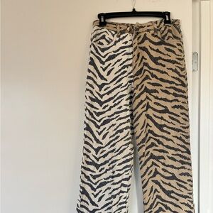Dressed in LALA Zebra Print Flare Jeans - Black and Tan